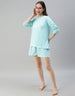 Just Imagine Sky Blue Printed Round Neck Top With Shorts Co-Ord Set