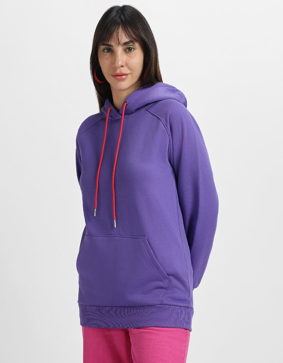 Plain Purple Regular Fit Hoodie