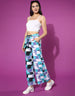 White Strappy Crop top With Floral Printed Palazzo Co-Ords Set