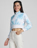 Babe Printed Tie-Dye Regular Fit White Zipper Crop Jacket