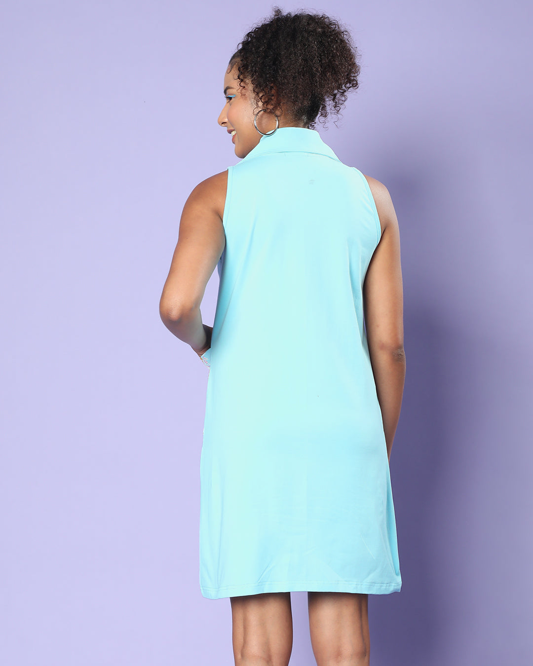 Casual Printed Sleeveless Blue Above Knee Length T-shirt Dress
