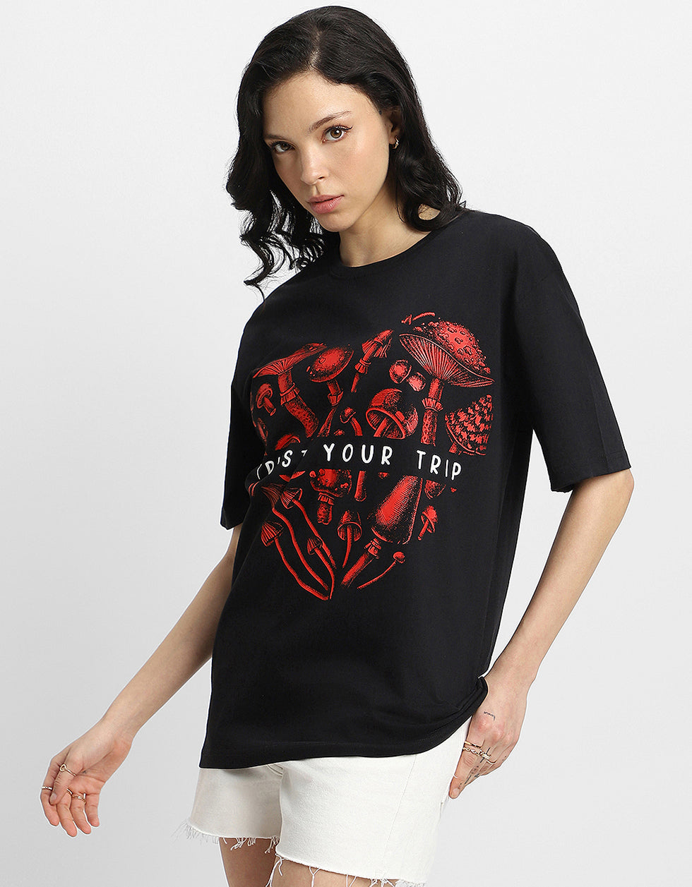 Trust Your Trip Black Oversized Graphic T-Shirt