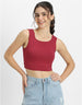 Viva Magenta Plain Square Neck Cropped Tank Top