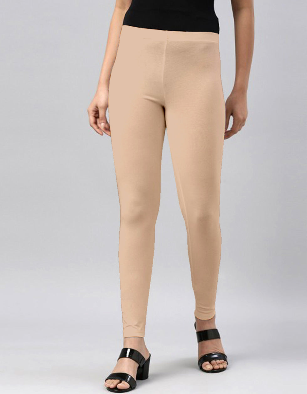 Beige Regular Fit Plain Legging