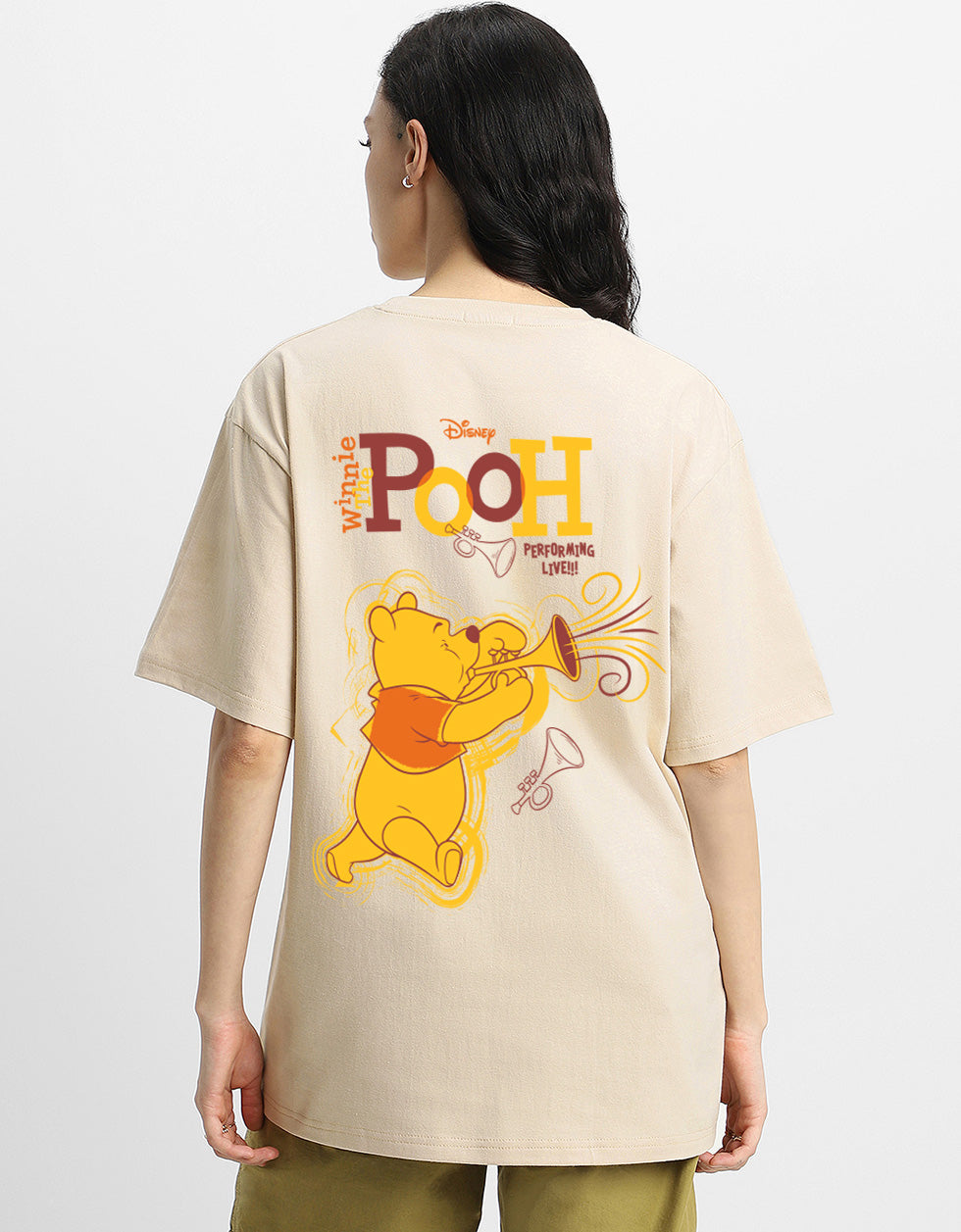 Winnie The Pooh Swan White Oversized Graphic T-Shirt