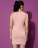 Zipper Closure Pink sleeveless Knee Length T-shirt Dress