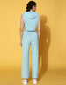 Blue Hooded Crop top With Trouser Co-Ords Set