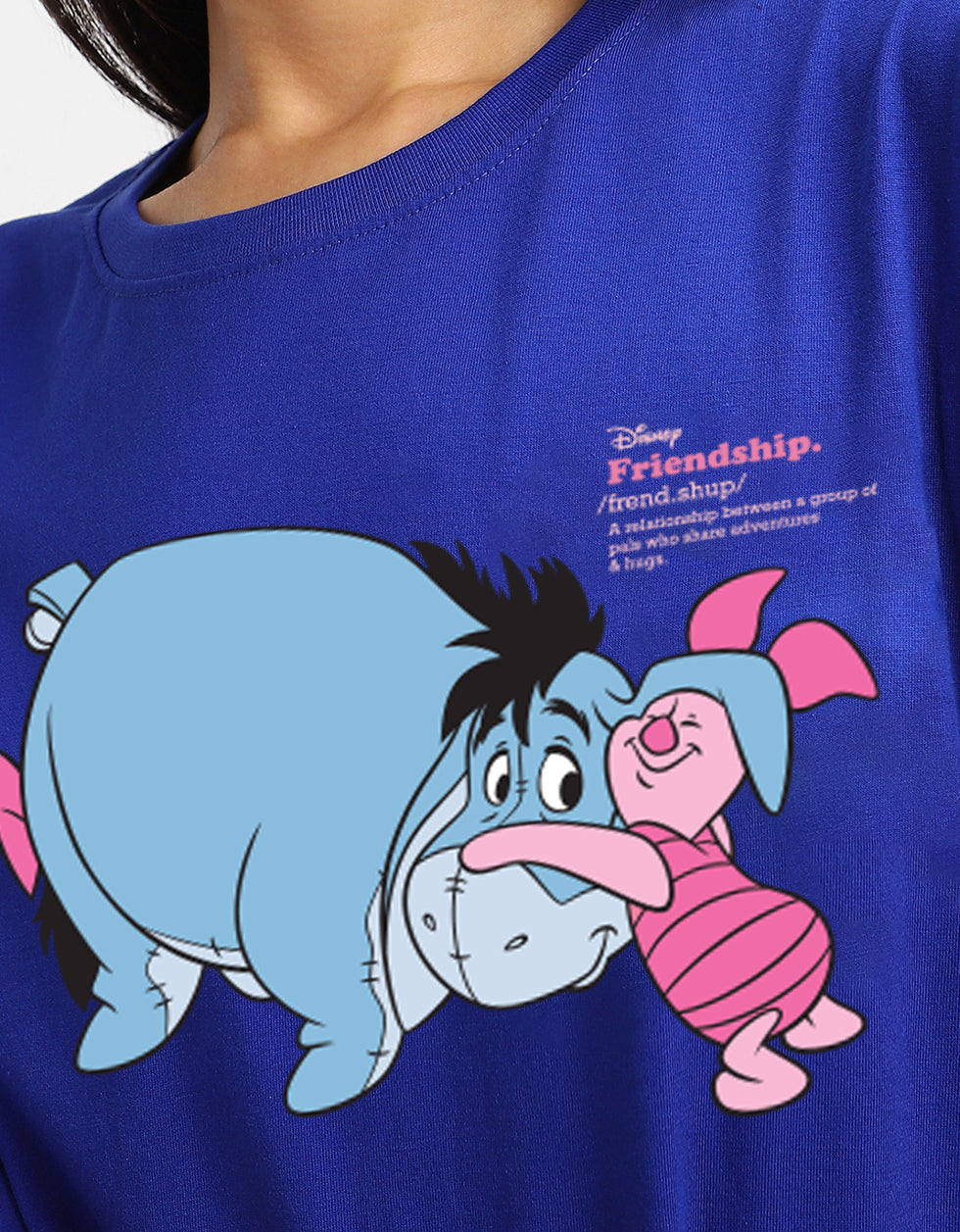 Disney Piglet Blue Oversized Graphic T-Shirt