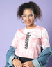 Kindness Magenta Tie-Dye Printed Crop-Top