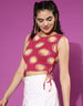 Magenta Graphic Printed Regular Fit Crop-Top