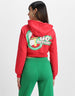 Go Outside Printed Magenta Crop Hoodie