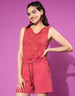 Magenta Floral Printed Cowl Neck Top With Shorts Co-Ords Set