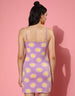 Lilac Floral Print Strappy Thigh Length Dress