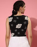 Black Designer Floral Print Regular Fit Crop-Top