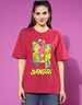 Avengers Magenta Oversized Fit Graphic T-Shirt