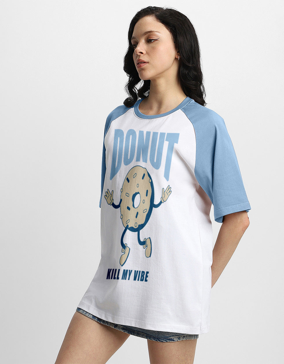 Donut Typographic Print Oversized Fit White T-Shirt