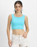 Blue Radiance Plain Square Neck Cropped Tank Top