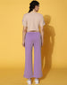 Beige Placement Printed V-Neck Crop Top With Trouser Co-Ords Set