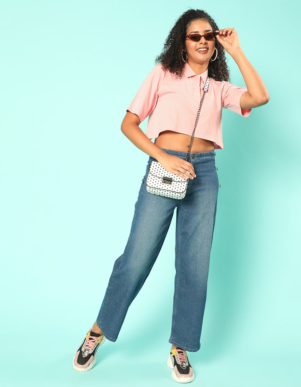 Pink Plain Regular Fit Crop-Top