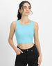 Ice Blue Plain Square Neck Cropped Tank Top