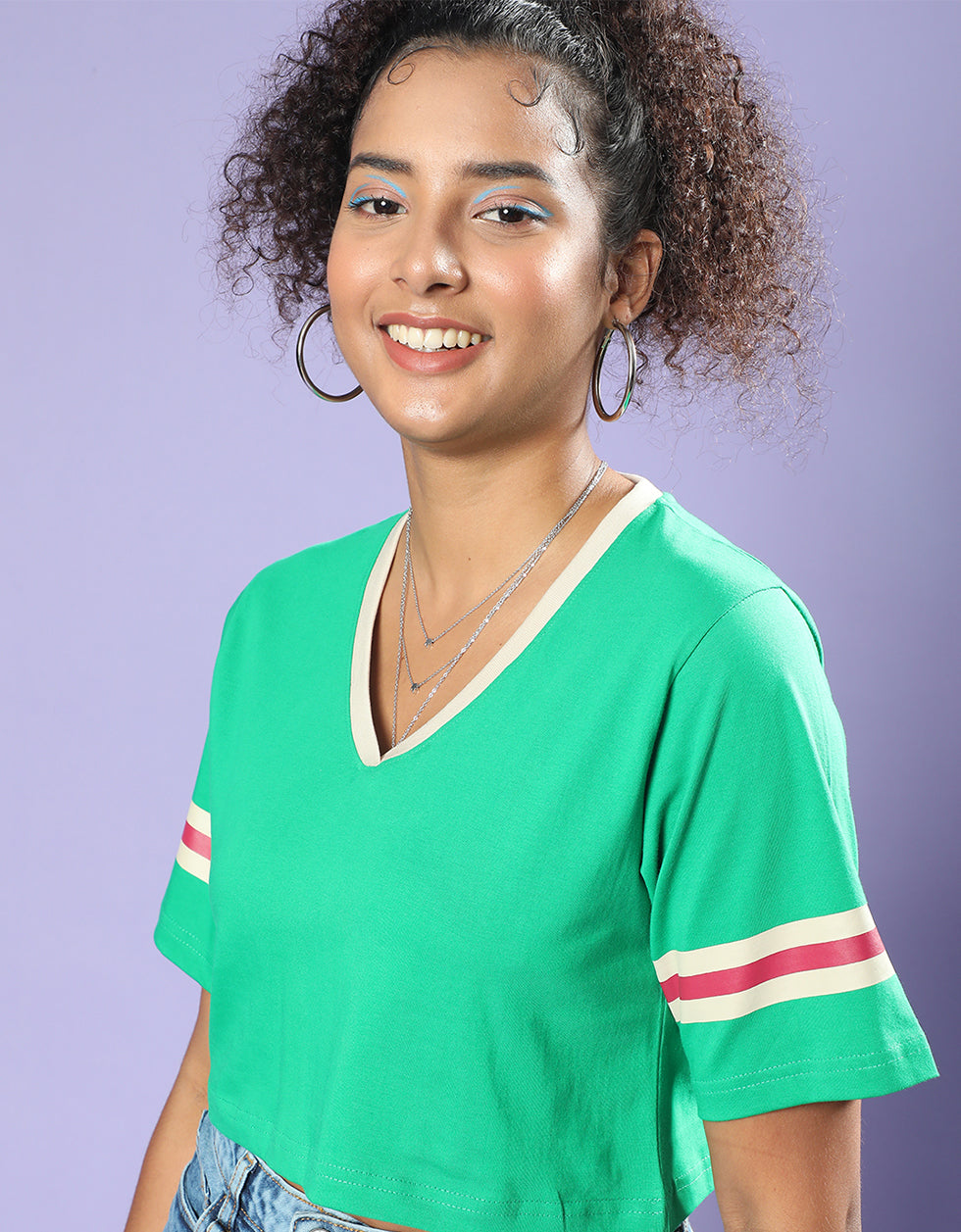 Ready Steady Green Graphic Printed Crop-Top