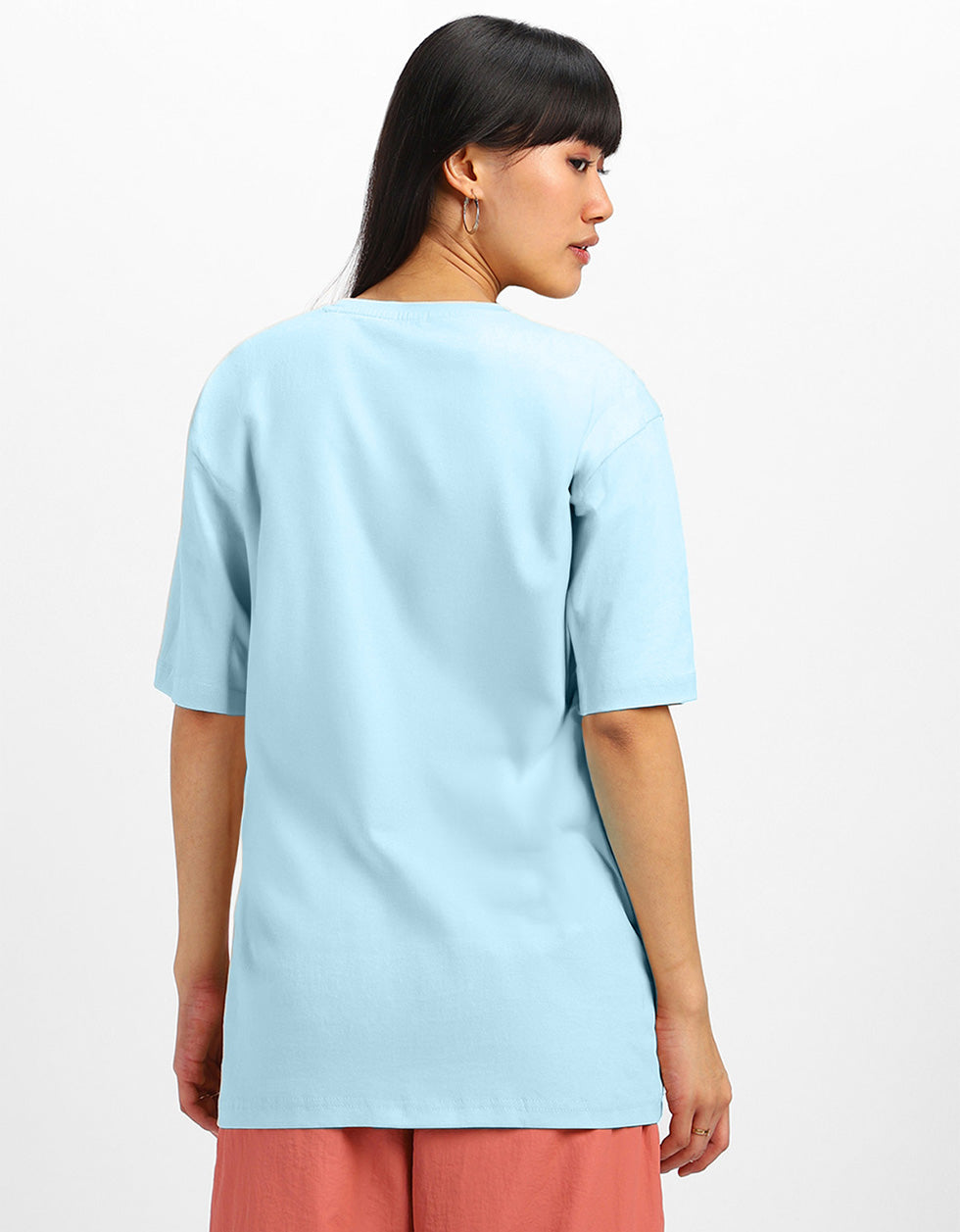 Miami Florida Typographic Printed Oversized Fit Blue T-Shirt