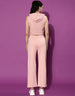 Pink Hooded Crop top With Trouser Co-Ords Set