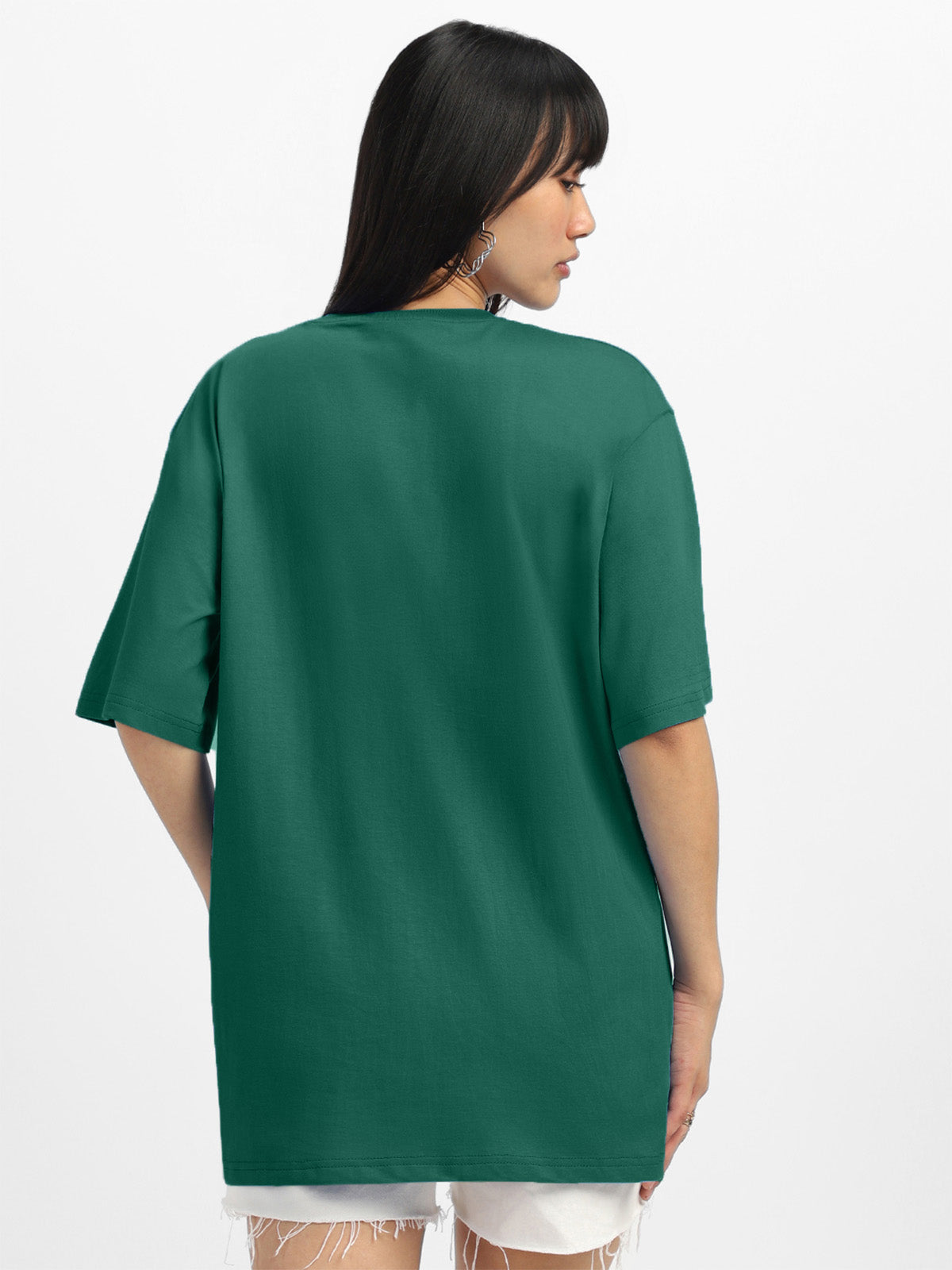 Quick Please Green Oversized Graphic T-Shirt
