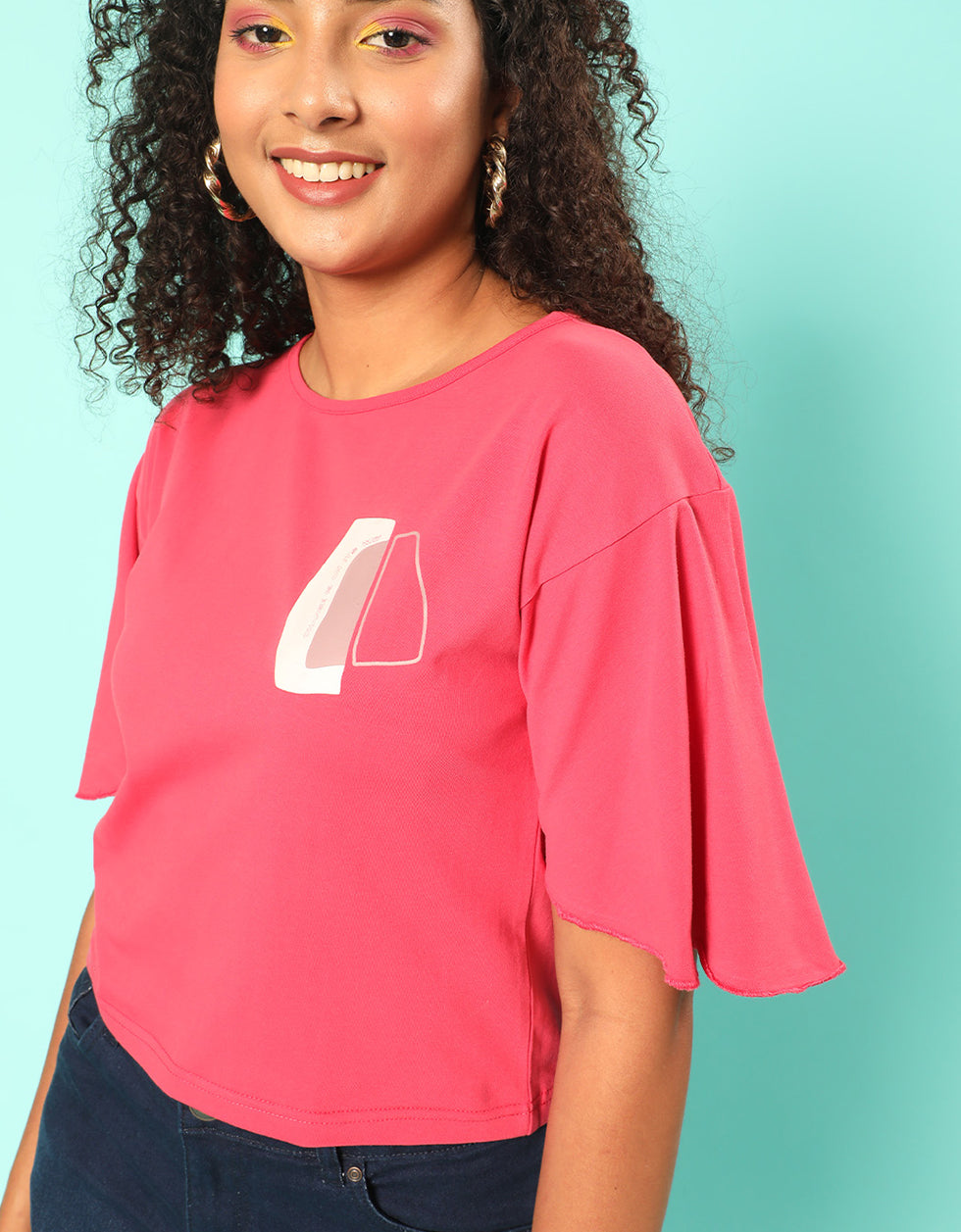 Magenta Printed Crop-Top