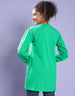 Fog Green Ribbed Full Sleeve Tie-up V Neck Solid T-shirt Dress