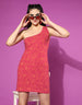 Magenta Floral Print One Shoulder Dress