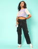 Youth Culture Purple Graphic Printed Crop-Top