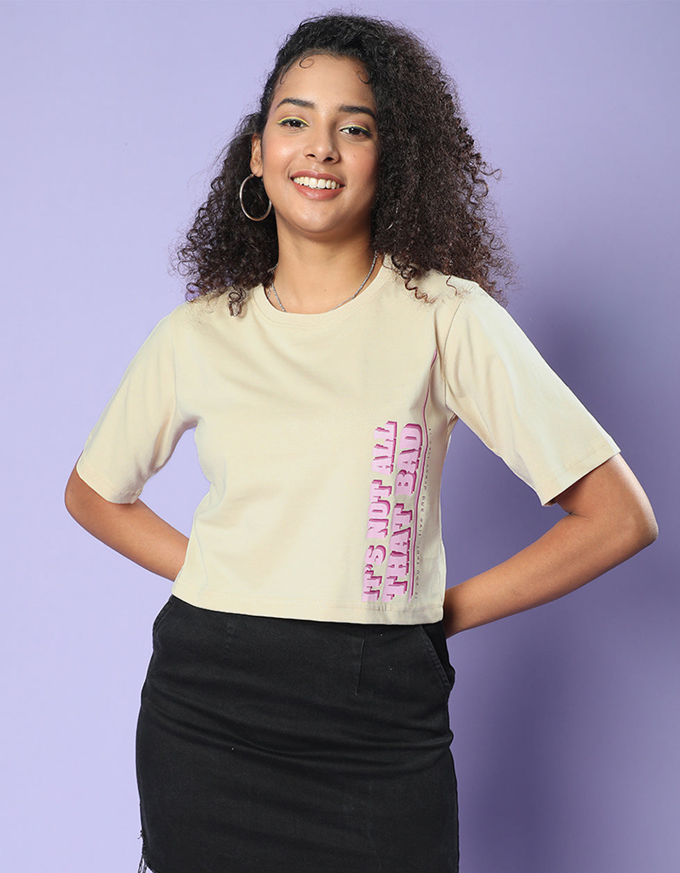 It's Not All That Bad Swanwhite Graphic Printed Crop-Top