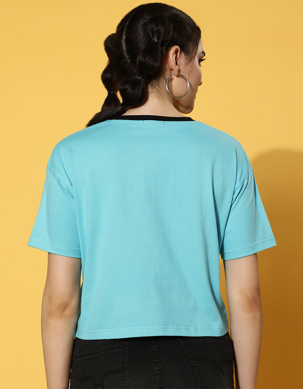 Wild & Free Blue Graphic Printed Crop-Top