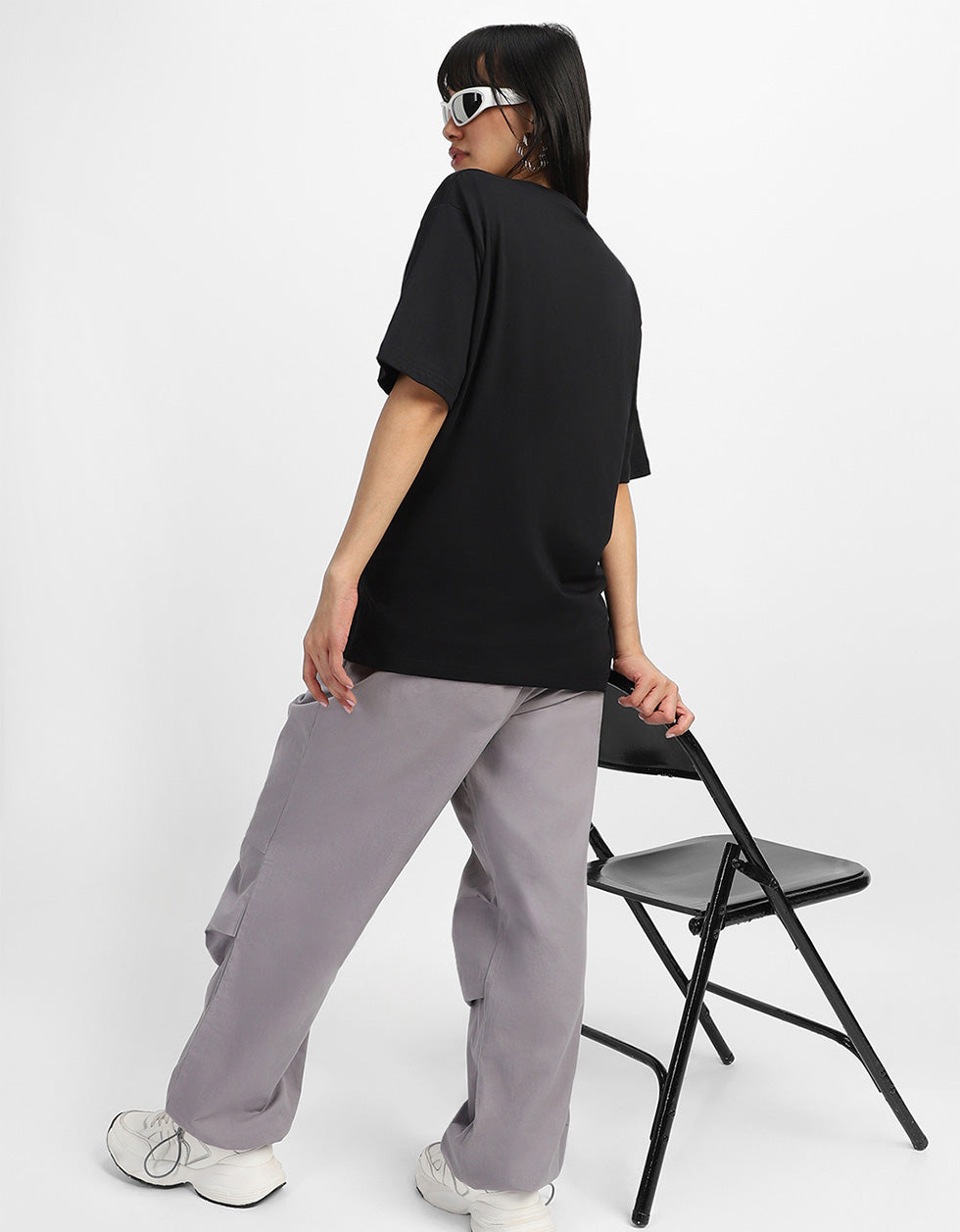 Seaside Patisserie Typographic Printed Oversized Fit Black T-Shirt