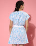 Floral Printed Blue Knee Length T-shirt Dress