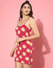 Magenta Floral Print Strappy Thigh Length Dress