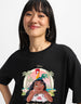 Moana Lean On Black Oversized Fit Graphic T-Shirt