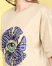 Want The Truth Beige Oversized Fit Graphic T-Shirt