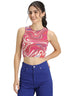 Pink Abstract Printed Round Neck Cropped Tank Top