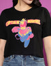 Captain Marvel Black Graphic Print  Crop Top