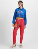 Go Outside Printed Blue Crop Hoodie