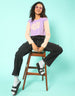 Stay Weird Purple Graphic Printed Crop-Top