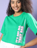 It's Not All That Bad Green Graphic Printed Crop-Top