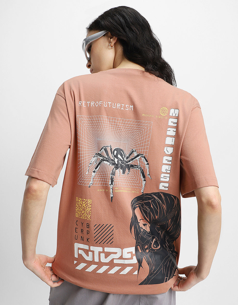 Retro Brown Oversized Graphic T-Shirt