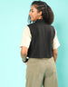 Black & White Plain Crop-Top