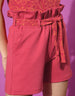 Magenta Floral Printed Cowl Neck Top With Shorts Co-Ords Set