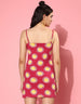 Magenta Floral Print Strappy Thigh Length Dress