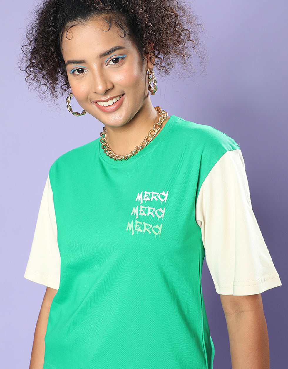 Merci Green Graphic Printed Crop-Top