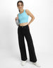 Ice Blue Plain Square Neck Cropped Tank Top